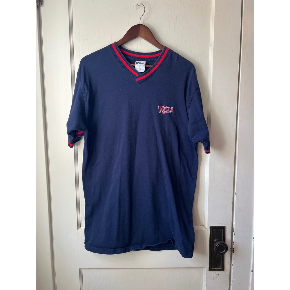 VINTAGE Pro Player Minnesota‎ Twins Baseball V Neck T Shirt Mens Size Large